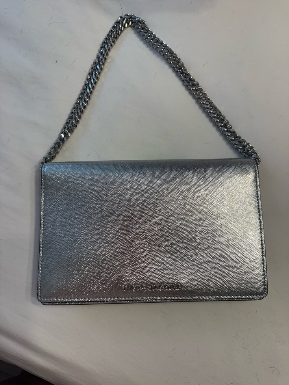 Marc Jacobs Metallic Silver Chain Crossbody Bag